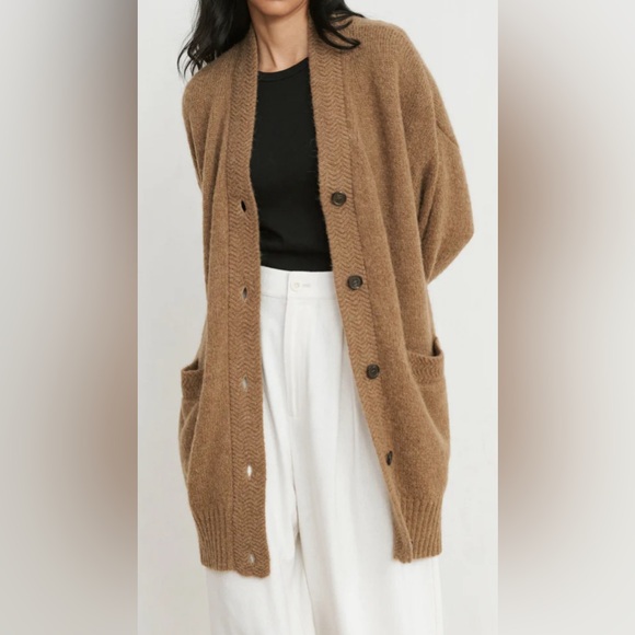 Jenni Kayne XS Cottage Cardigan Alpaca Wool Blend Oversized Tan